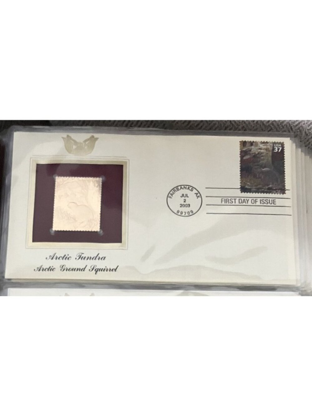 Arctic Tundra Arctic Ground Squirrel First Day Cover 2003 Gold Stamp